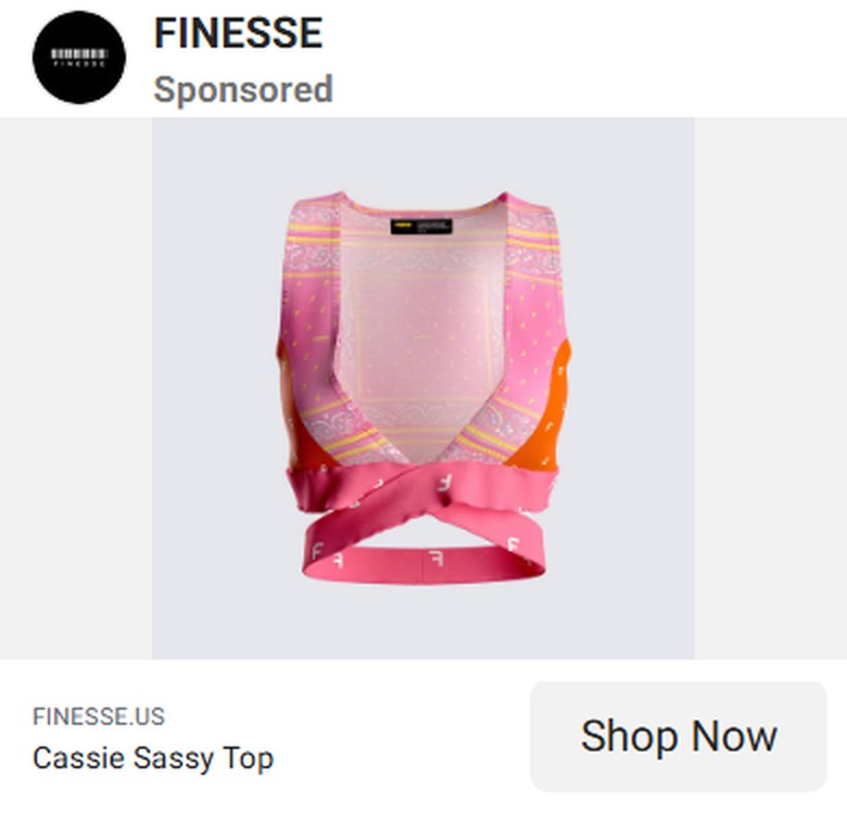 Cassie Sassy Top, 3D render running as a sponsored Meta ad